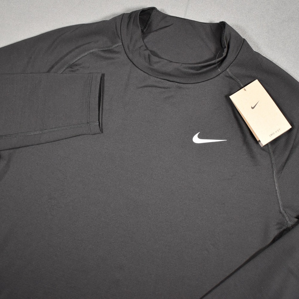 Nike Pro Mens Goldgear Mock Neck Long Sleeve Shirt X-Large Black NWT DH4806